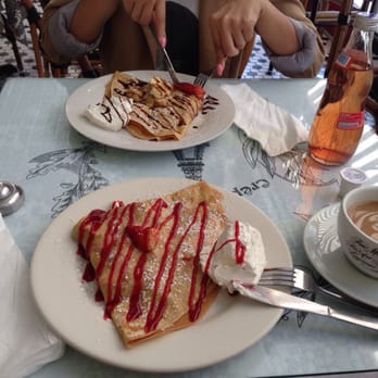 Crepes de Paris - Crepes: "favorite" = strawberry filled and the "royal" = banana filled with Nutella. - Creperies Near Me - Brea, California Crepes de Paris - Crepes: "favorite" = strawberry filled and the "royal" = banana filled with Nutella. - Creperies Near Me - Brea, California