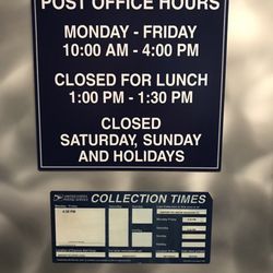 US Post Office - Posted hours.  Collection time 4:30pm