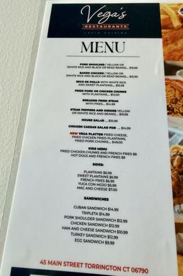 Menu photo 1 Vega’s Resturante Torrington, CT Menu photo 1 Vega’s Resturante Torrington, CT