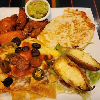 Senor Panchos - Fiesta Sampler with buffalo wings (you can choose which type to get) - Mexican Near Me - Southbury, Connecticut Senor Panchos - Fiesta Sampler with buffalo wings (you can choose which type to get) - Mexican Near Me - Southbury, Connecticut
