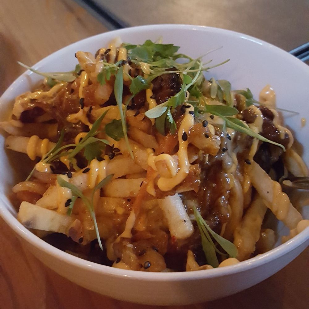 ACRE - Kimchi fries (good but a little too loaded, fries not crunchy enough) - New American Near Me - Memphis, Tennessee ACRE - Kimchi fries (good but a little too loaded, fries not crunchy enough) - New American Near Me - Memphis, Tennessee