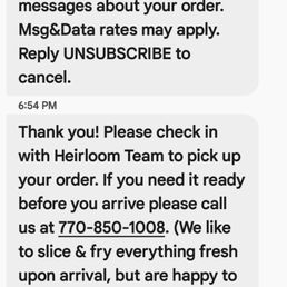 Text order confirmation Text order confirmation