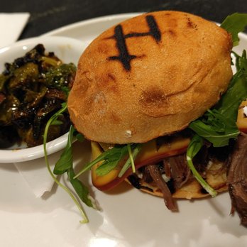 Hometown Fare - Short rib sandwich with brussels - New American Near Me - Hoover, Alabama Hometown Fare - Short rib sandwich with brussels - New American Near Me - Hoover, Alabama