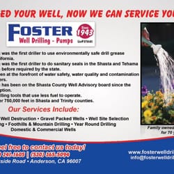 Foster Water Well Drilling - Foster well drilling and pumps Redding Ca