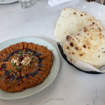Ammatoli - Muhammara - roasted peppers dream and of course their famous Pita! - Mediterranean Near Me - Long Beach, California