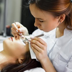 SouthBayLashAcademy - Student learning Eyelash Extension application.