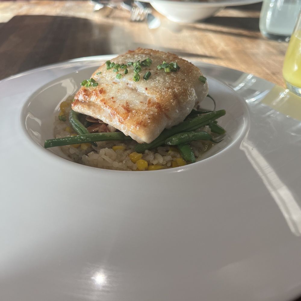 iconiq - Local sole meunière with morel mushroom and miso corn rice pilaf - French Near Me - Seattle, Washington iconiq - Local sole meunière with morel mushroom and miso corn rice pilaf - French Near Me - Seattle, Washington