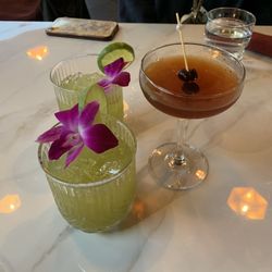 Flour Modern Pasta Bar - Matcha cocktail & manhattan