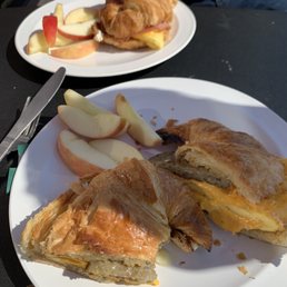 Ham, egg, & cheese croissant; sausage, egg, & cheese croissant.