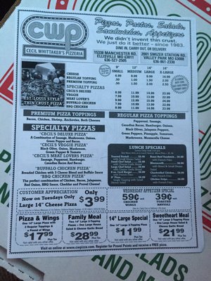 Menu photo 3 Cecil Whittaker's Pizzeria Ballwin, MO Menu photo 3 Cecil Whittaker's Pizzeria Ballwin, MO