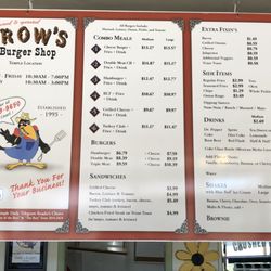 Crow's Burgers - October 2025 menu