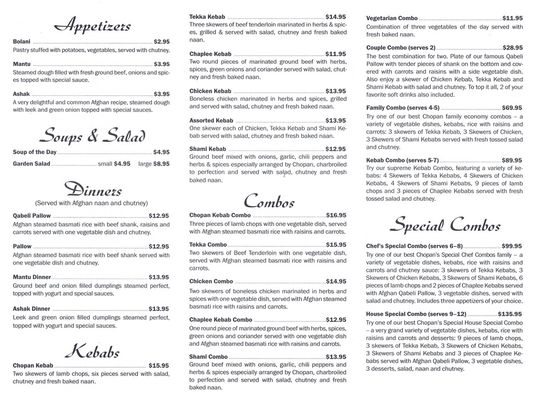 Menu photo 7 Afghan Chopan Restaurant Surrey, BC