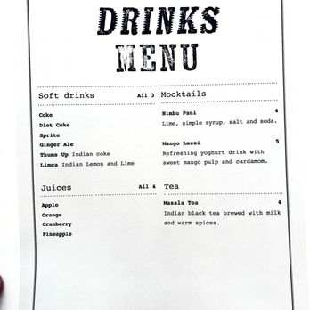 Big Tikka - Drink menu - Indian Near Me - Asheville, North Carolina