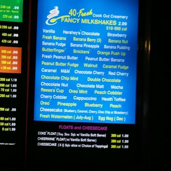 Cook Out - Over 40+ flavours!! Real fruit, real chunks of chocolate, etc.. All for only $1 more! - Burgers Near Me - Myrtle Beach, South Carolina Cook Out - Over 40+ flavours!! Real fruit, real chunks of chocolate, etc.. All for only $1 more! - Burgers Near Me - Myrtle Beach, South Carolina