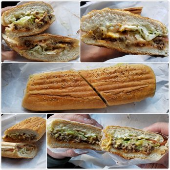 Blue Sky Deli - Chopped cheese sandwich with "everything"...SOO GOOD! Definitely worth the 90 minute drive to THIS bodega for it! - Delis Near Me - New York, New York