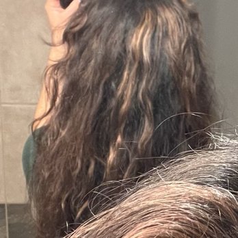Waves Salon - These blonde bits at the back don't look like any toner was applied to them. I'm not sure how they were missed b/c it's super noticeable - Hair Salons Near Me - Pacifica, California