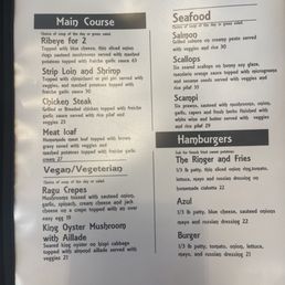 Dinner menu