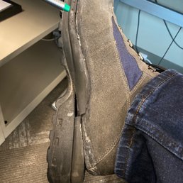 Heel has completely separated and you can see it starting to separate near the toe.