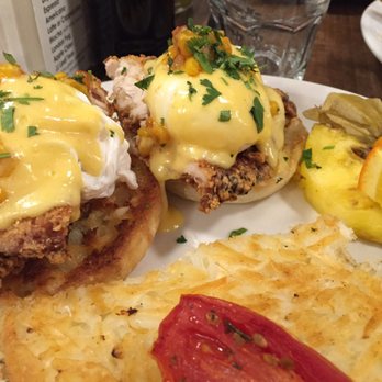 Jam Cafe on Beatty - Eggs Benedict with Fried Chicken... Tie your shoes people this plate will knock your socks off. - Breakfast & Brunch Near Me - Vancouver, British Columbia