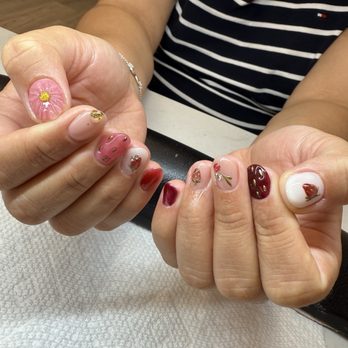 Zoey Nail Salon - Gel manicure with strawberry design - Nail Salons Near Me - Boston, Massachusetts Zoey Nail Salon - Gel manicure with strawberry design - Nail Salons Near Me - Boston, Massachusetts