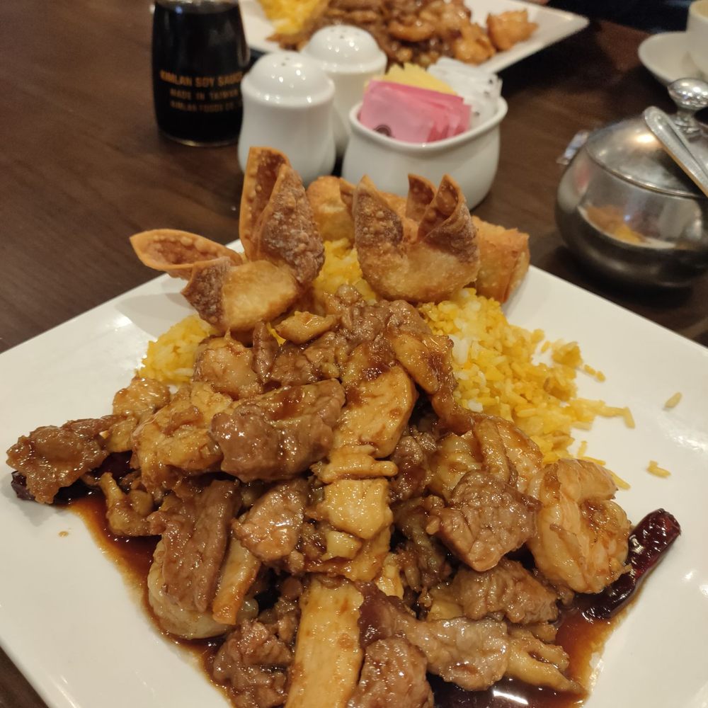 Lunch special ... Triple Delight and fried rice