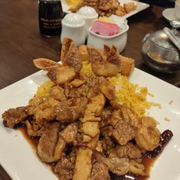 Lunch special ... Triple Delight and fried rice