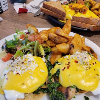 Eggs Morning Breakfast Lunch - Spinush (spinach & mushroom) eggs benny - Breakfast & Brunch Near Me - Thornhill, Ontario