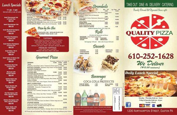 Menu photo 2 Quality Pizza Easton, PA