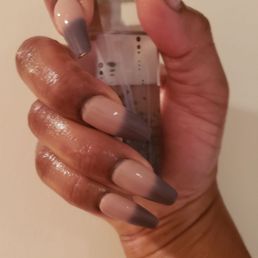 Coffin nails with "mood change" polish. Nails by Shelly. Coffin nails with "mood change" polish. Nails by Shelly.