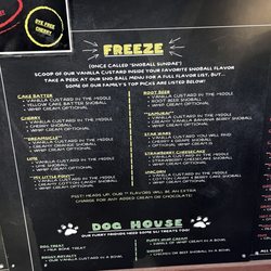 S&J Snoball Custard Shop - Freeze menu