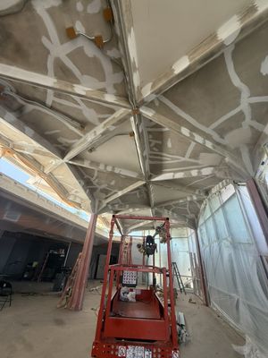 Commercial Ceiling Repair & Paint - When this commercial client came to us, their stunning geometric vaulted ceiling had seen better days!
Cracks, rough patches, and uneven surfaces took away from what should’ve been a real showpiece. ShieldCoat’s team handled the full scope: crack repair, patching, priming, and a finished paint application across every panel and beam. The result is a crisp, uniform finish that lets the architecture do the talking. Commercial Ceiling Repair & Paint - When this commercial client came to us, their stunning geometric vaulted ceiling had seen better days!
Cracks, rough patches, and uneven surfaces took away from what should’ve been a real showpiece. ShieldCoat’s team handled the full scope: crack repair, patching, priming, and a finished paint application across every panel and beam. The result is a crisp, uniform finish that lets the architecture do the talking.