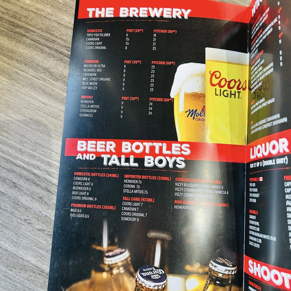 Tipsy Fox - Drink menu - Pubs Near Me - Erin, Ontario Tipsy Fox - Drink menu - Pubs Near Me - Erin, Ontario