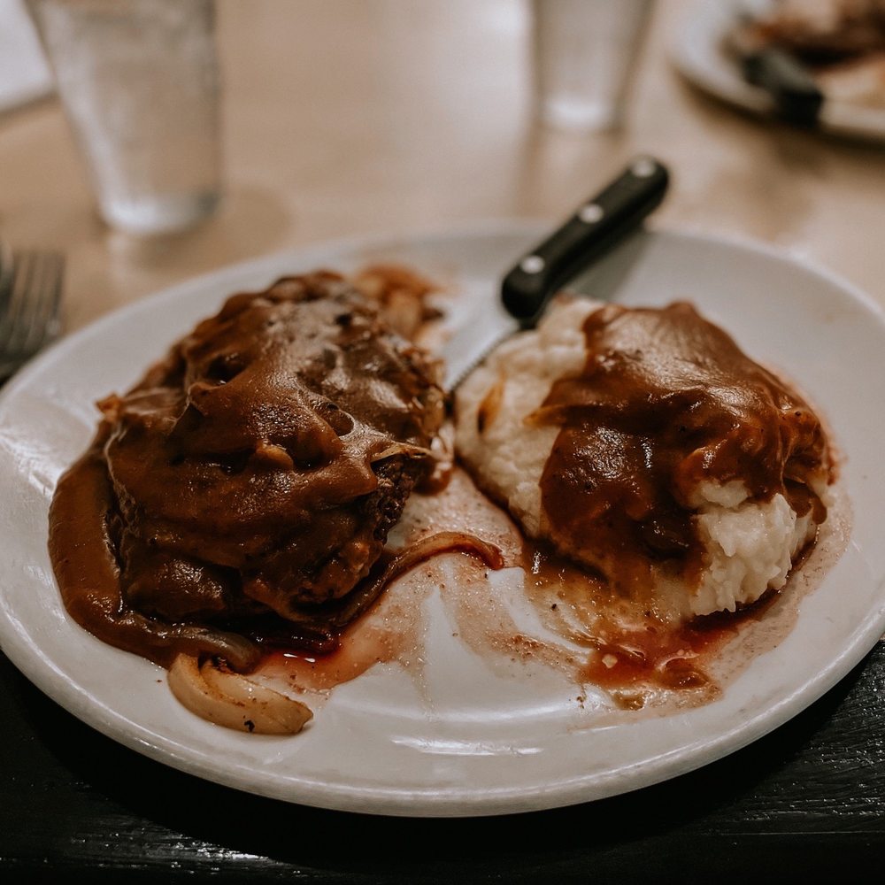 Crossroads Family Restaurant - Ground sirloin in gravy and onions with mashed potatoes - New American Near Me - Reading, Pennsylvania Crossroads Family Restaurant - Ground sirloin in gravy and onions with mashed potatoes - New American Near Me - Reading, Pennsylvania