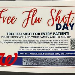 Walgreens - Free Flu Shot days for Fall 2023