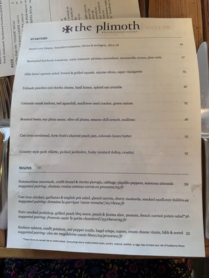 Menu photo 1 The Plimoth Denver, CO