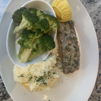 Nick's On 2nd - Salmon capers, broccoli, mashed potatoes - New American Near Me - Long Beach, California Nick's On 2nd - Salmon capers, broccoli, mashed potatoes - New American Near Me - Long Beach, California