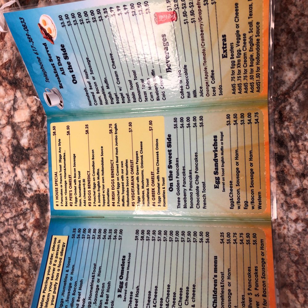 Peter's Sunrise Restaurant - Breakfast menu - Breakfast & Brunch Near Me - Everett, Massachusetts Peter's Sunrise Restaurant - Breakfast menu - Breakfast & Brunch Near Me - Everett, Massachusetts