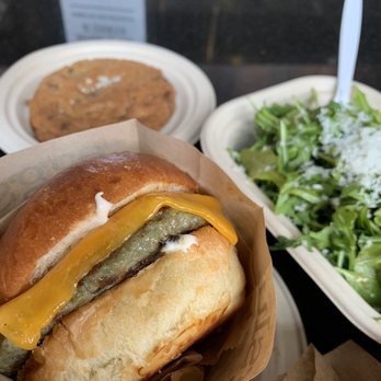 Eggslut - Sausage, Egg & Cheese Side Salad Salted Chocolate Chip Cookie - Breakfast & Brunch Near Me - Los Angeles, California Eggslut - Sausage, Egg & Cheese Side Salad Salted Chocolate Chip Cookie - Breakfast & Brunch Near Me - Los Angeles, California