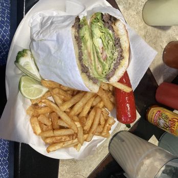 El Marinero - Beef Torta with fries - Seafood Near Me - San Antonio, Texas