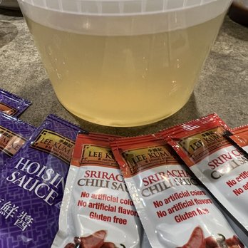 Saigon Noodle House - KM3 - broth for kid's Pho Ga. They send good brands of sriracha and hoisin. - Vietnamese Near Me - Birmingham, Alabama