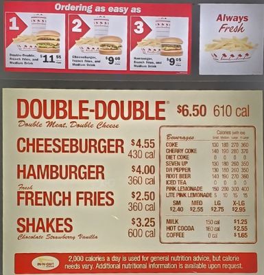 Menu photo 1 In-N-Out Burger Sunnyvale, CA