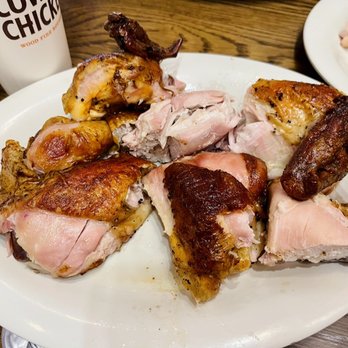 Cowboy Chicken - Half Chicken - 297 cal. Missing one piece of chicken - Chicken Shop Near Me - McAllen, Texas