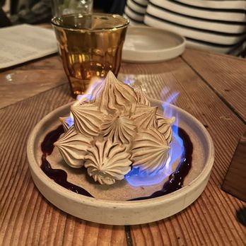 Campfire - Baked Alaska - gorgeous presentation but not that yummy - New American Near Me - Carlsbad, California Campfire - Baked Alaska - gorgeous presentation but not that yummy - New American Near Me - Carlsbad, California