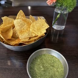 Complementary chips and salsa Complementary chips and salsa