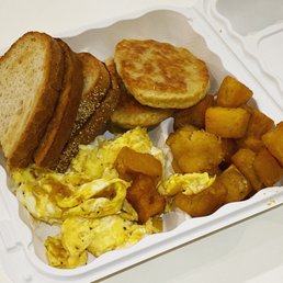 breakfast in a styrofoam container