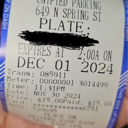 Parking receipt