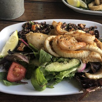 Hunky Dory - Grilled seafood and salad dish with half garden salad and half Hunky Hero salad - Seafood Near Me - South Melbourne, VIC Hunky Dory - Grilled seafood and salad dish with half garden salad and half Hunky Hero salad - Seafood Near Me - South Melbourne, VIC