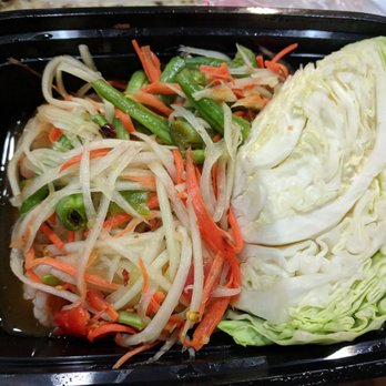 Ubon Thai Kitchen - They add a huge wedge of cabbage with the papaya salad. Junk. Not coming back. - Thai Near Me - Torrance, California