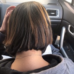Crappy, uneven haircut and got cut from razor! Doesn't even look like aline bob cut!! WORST HAIRCUT I EVER HAD!!!