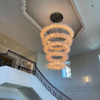 BluePrint Installations - Real rock crystal 5 tier chandelier- weighs over 1000 lbs. Approx $200,000. BP took care of every aspect with kitten gloves. Client happy! - Lighting Fixtures & Equipment Near Me